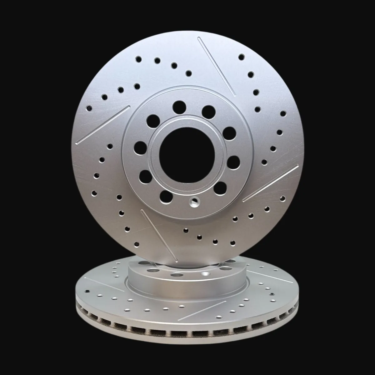 Discos Delanteros Ranurados y Perforados Línea Premium - AUDI A3 1.6i 16V / Sportback / 1.9 Tdi / 2.0 / 2.0 Tdi / SEAT Altea 1,9TDI/ 2,0 FSI/ 2,0TDI( 5P1) / SEAT Toledo III 1,9TDI/ 2,0 FSI/ 2,0TDI( 5P2)