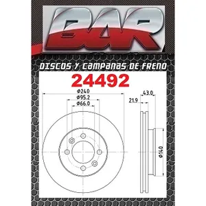 Discos Delanteros Estándar - LAND ROVER -Maestro 1.3/1.6 - Metro 1.4i 16V - Montego 1.3/1.6
