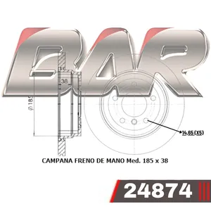 Discos Traseros Estándar - BMW -130i CAMPANA FRENO DE MANO Med. 185 x 38