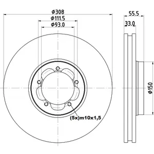 Discos Delanteros Estándar - FORD -Transit 150 - 250 -350 DISTANCIA ENTRE AGUJ.111,5