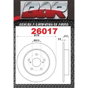 Discos Traseros Estándar - SUZUKI -Swift